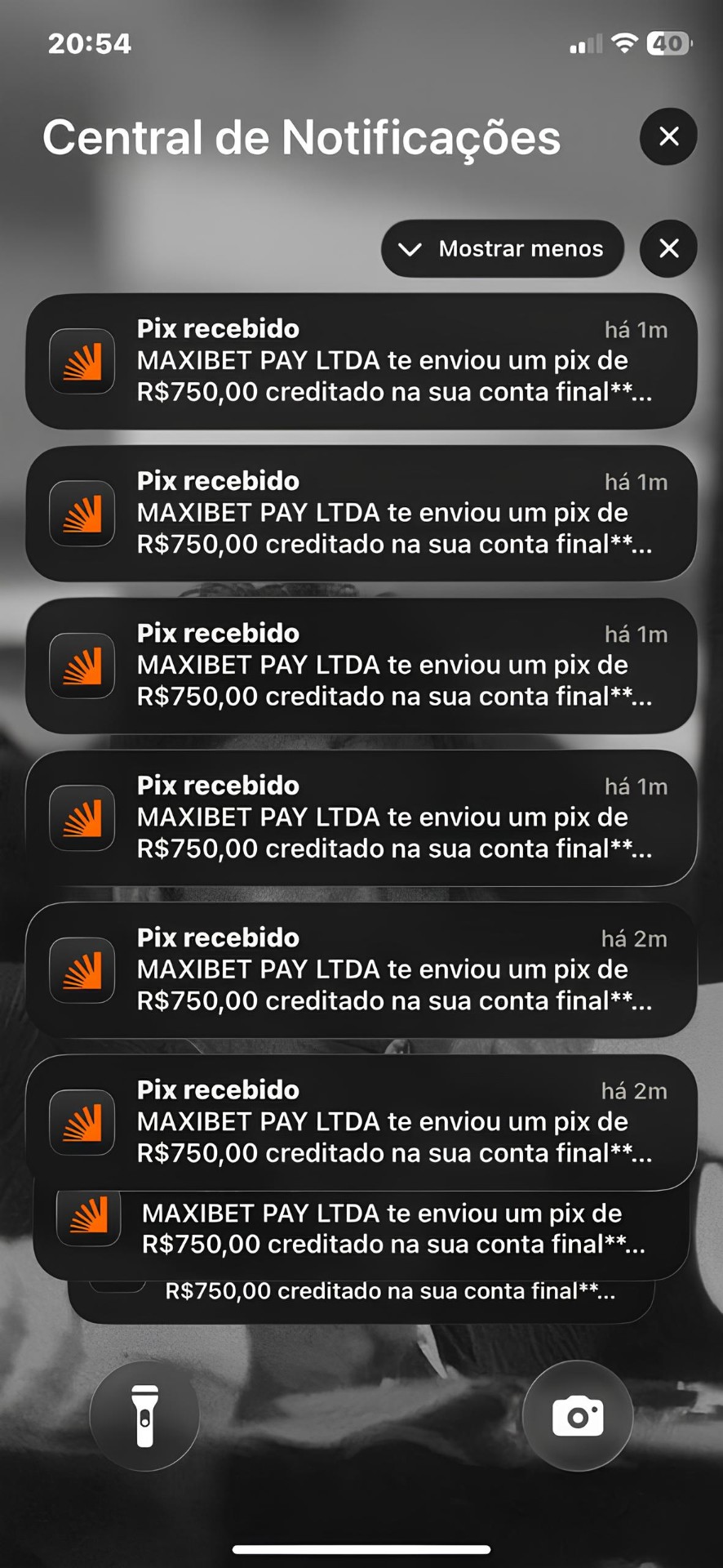 Notificações de Pix recebidos